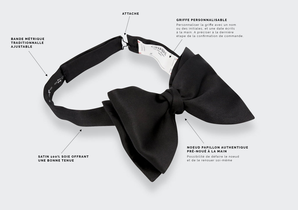 Cinabre - Butterfly Black Satin Bow Tie
