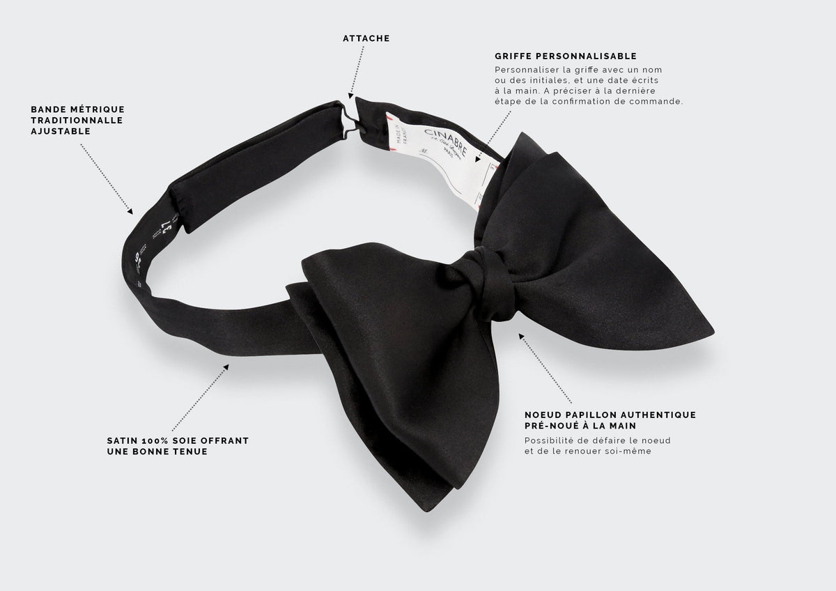 Cinabre - Butterfly Black Satin Bow Tie Cinabre