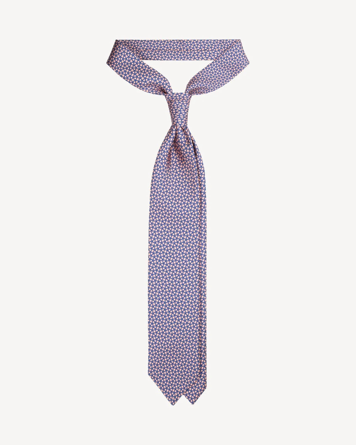Viola Milano - Maillon Selftipped Italian Silk Tie - Coral/Navy
