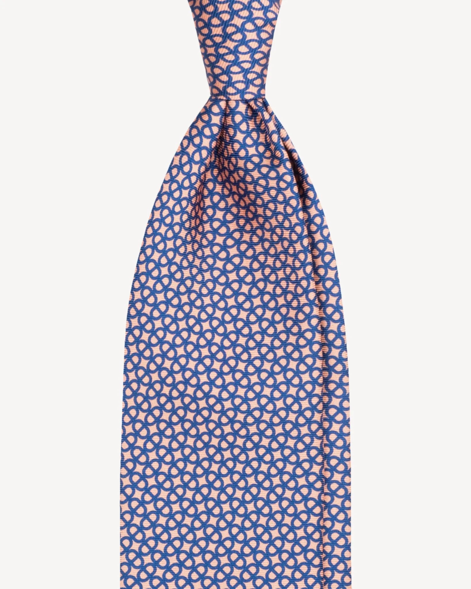 Viola Milano - Maillon Selftipped Italian Silk Tie - Coral/Navy