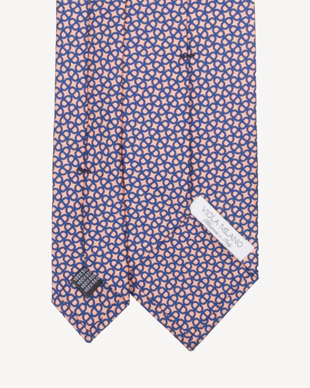 Viola Milano - Maillon Selftipped Italian Silk Tie - Coral/Navy