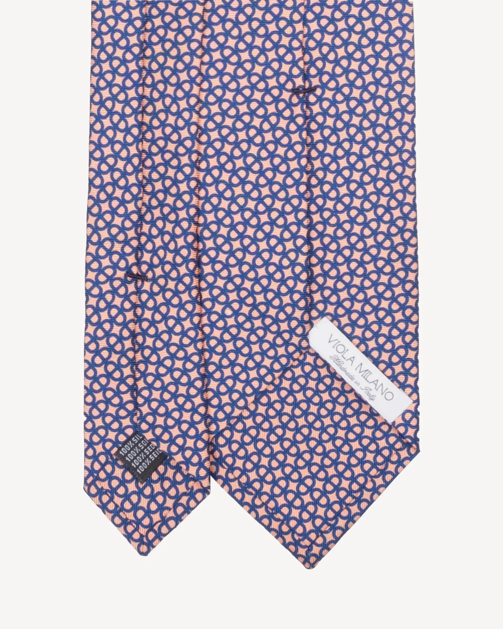 Viola Milano - Maillon Selftipped Italian Silk Tie - Coral/Navy