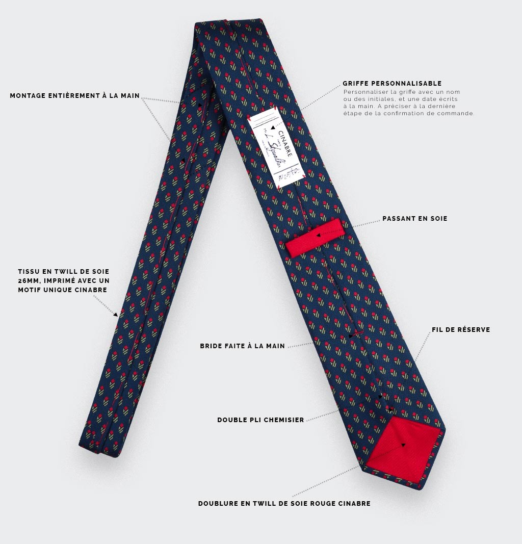 Cinabre - Navy Blue Green Grand Pan Tie Cinabre
