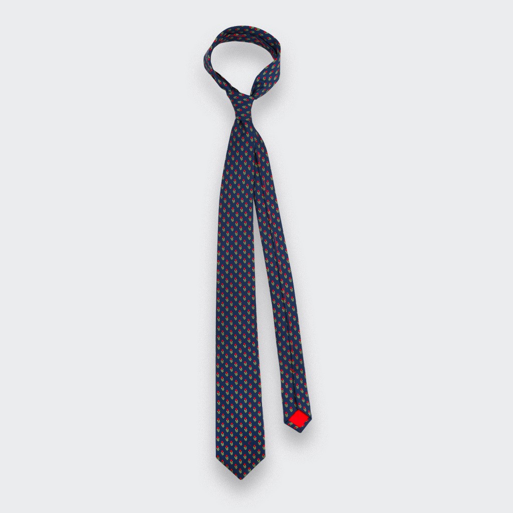 Cinabre - Navy Blue Green Grand Pan Tie Cinabre