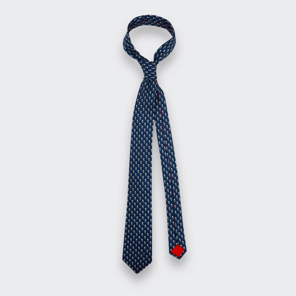 Cinabre - Navy Blue Grey Grand Pan Tie Cinabre