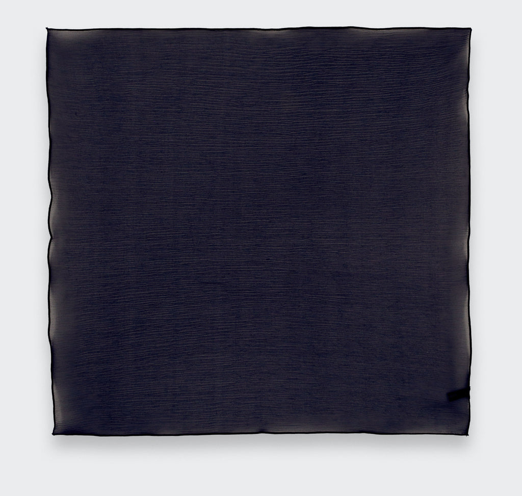 Cinabre - Navy Blue Silk Chiffon Pocket Square