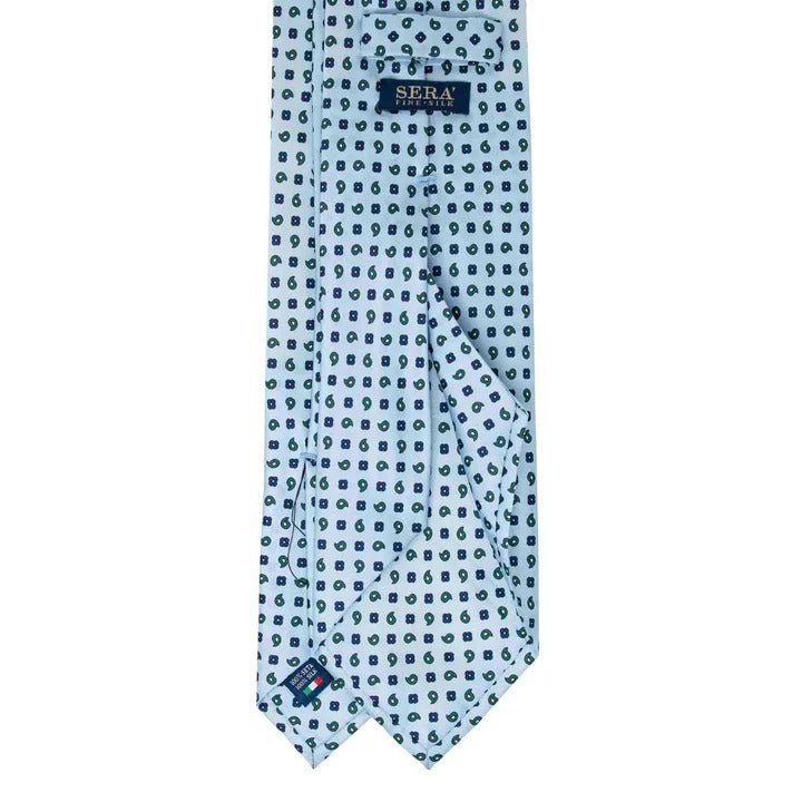 Sera Fine Silk - Light Blue Silk Tie with Dark Blue Paisley