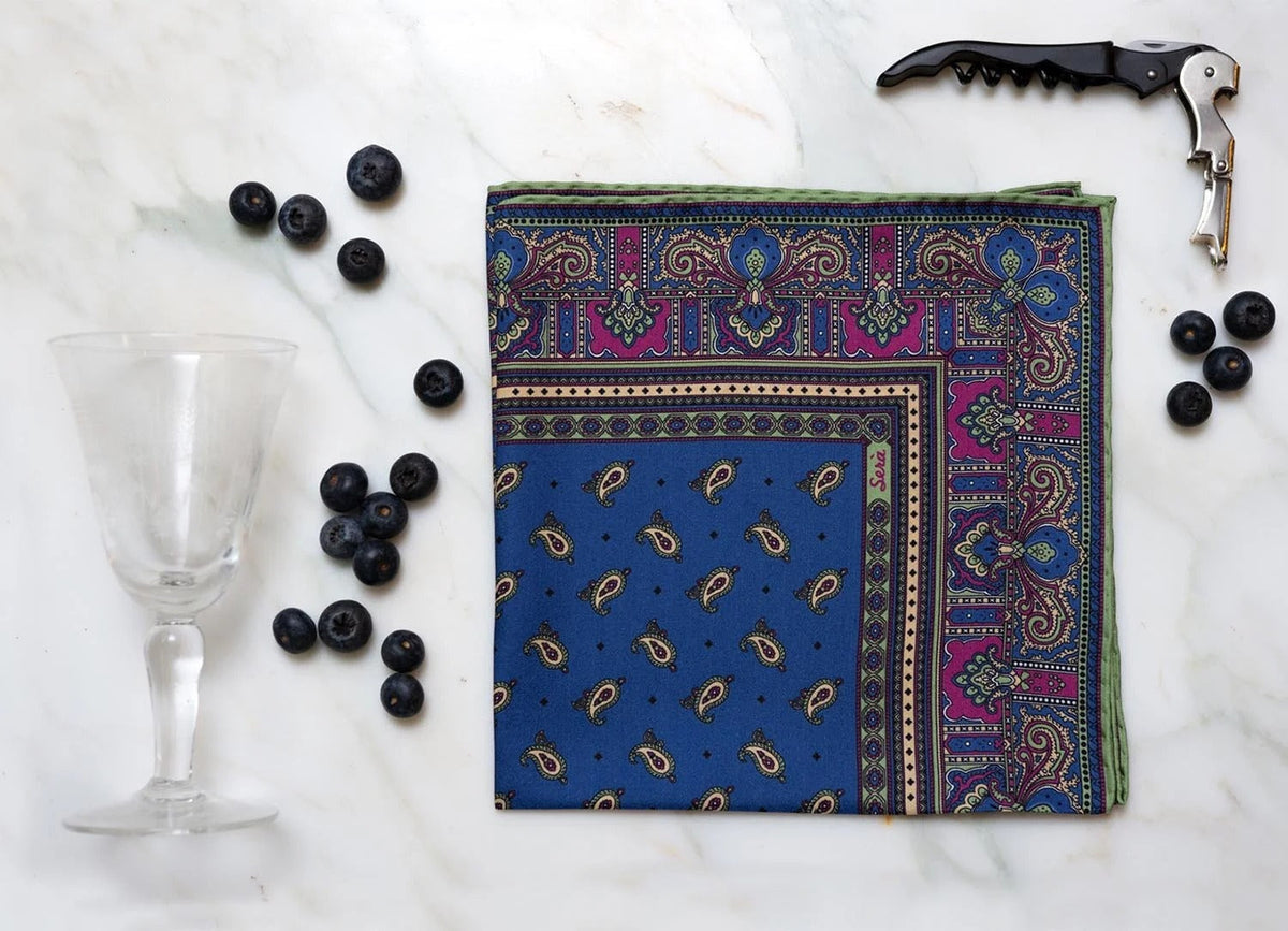 Sera  Fine Silk - Blueberry Recioto Pocket Square Sera Fine Silk