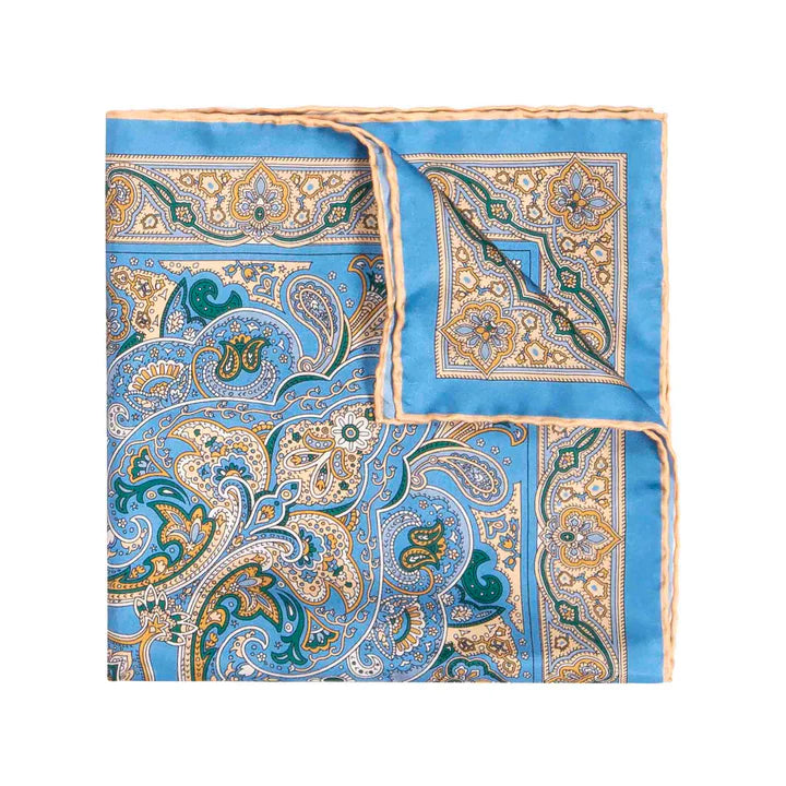 Sera  Fine Silk - Light Blue Manarola Pocket Square Sera Fine Silk