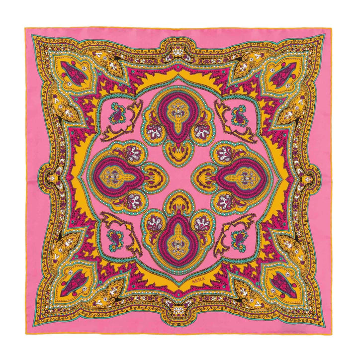 Sera  Fine Silk - Pink Positano Silk Pocket Square Sera Fine Silk