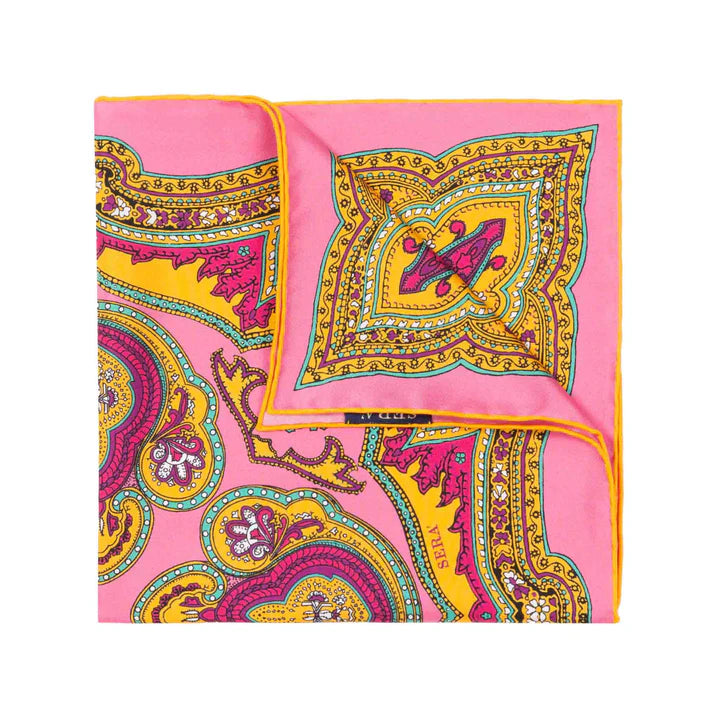 Sera  Fine Silk - Pink Positano Silk Pocket Square