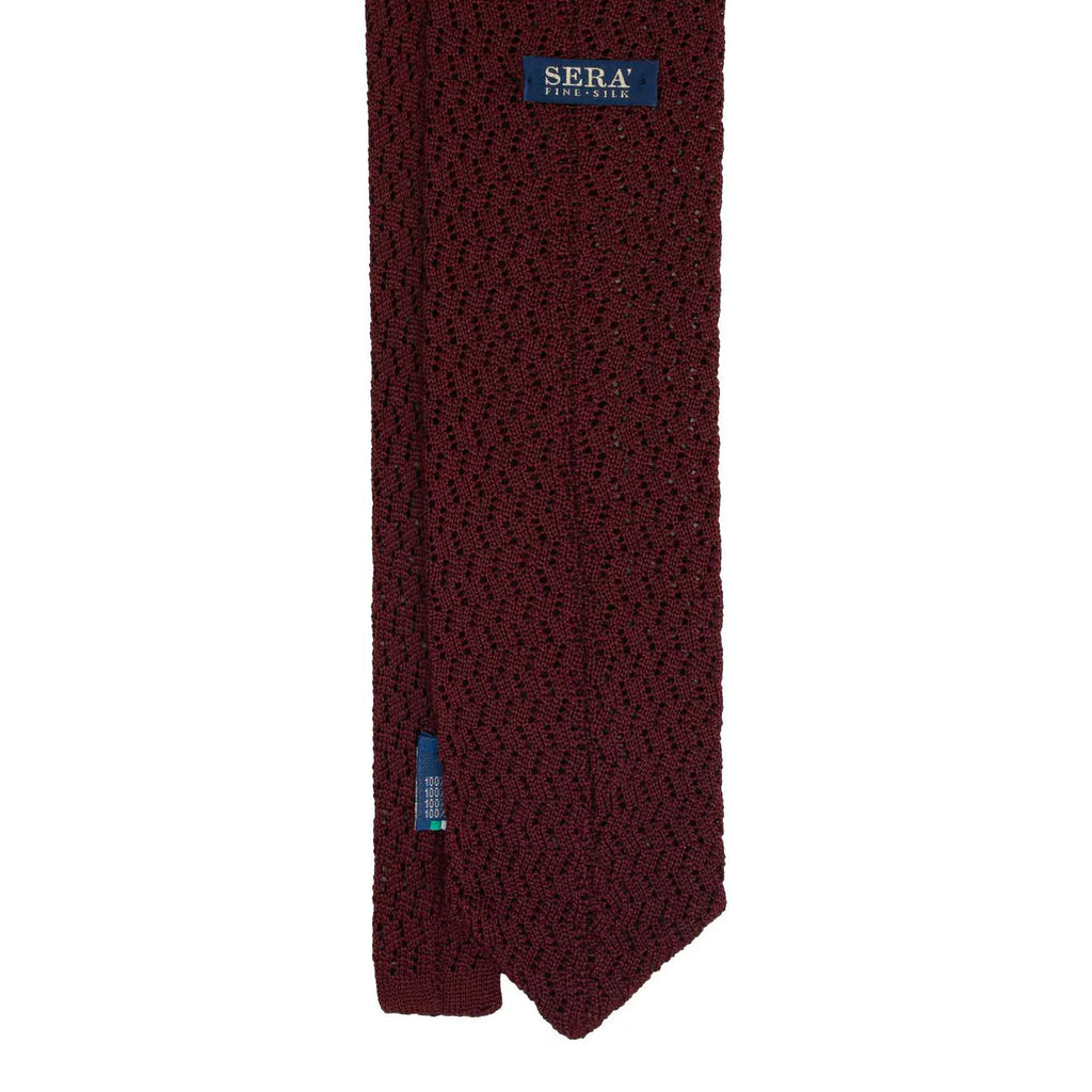 Serà Fine Silk - Burgundy Zig Zag Silk Knitted Tie Sera Fine Silk