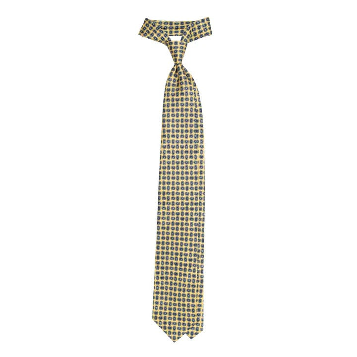 Sera Fine Silk - Yellow Silk Tie with Small Blue Paisley Pattern