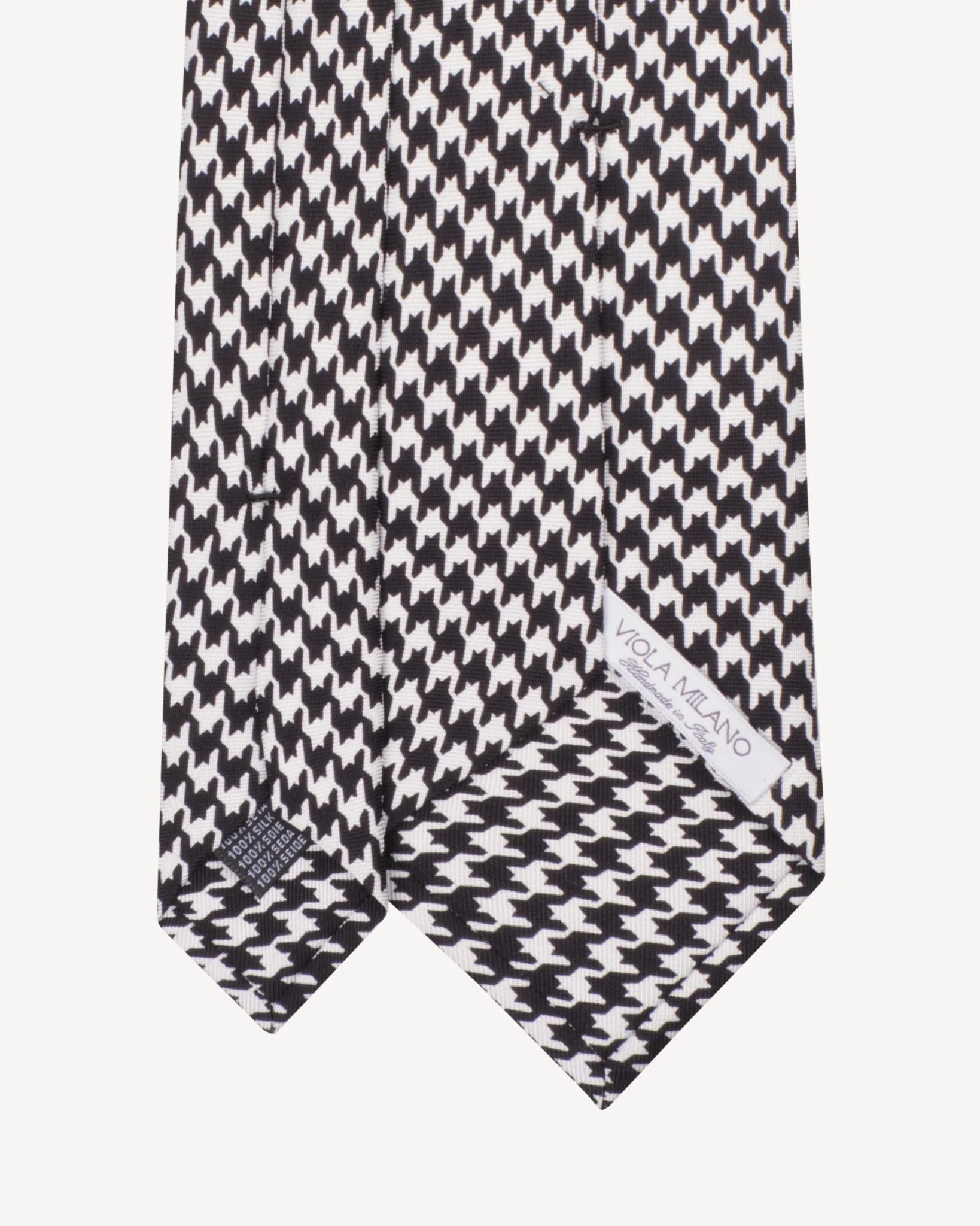 Viola Milano - Dogtooth Selftipped Italian Silk Tie - Black Viola Milano