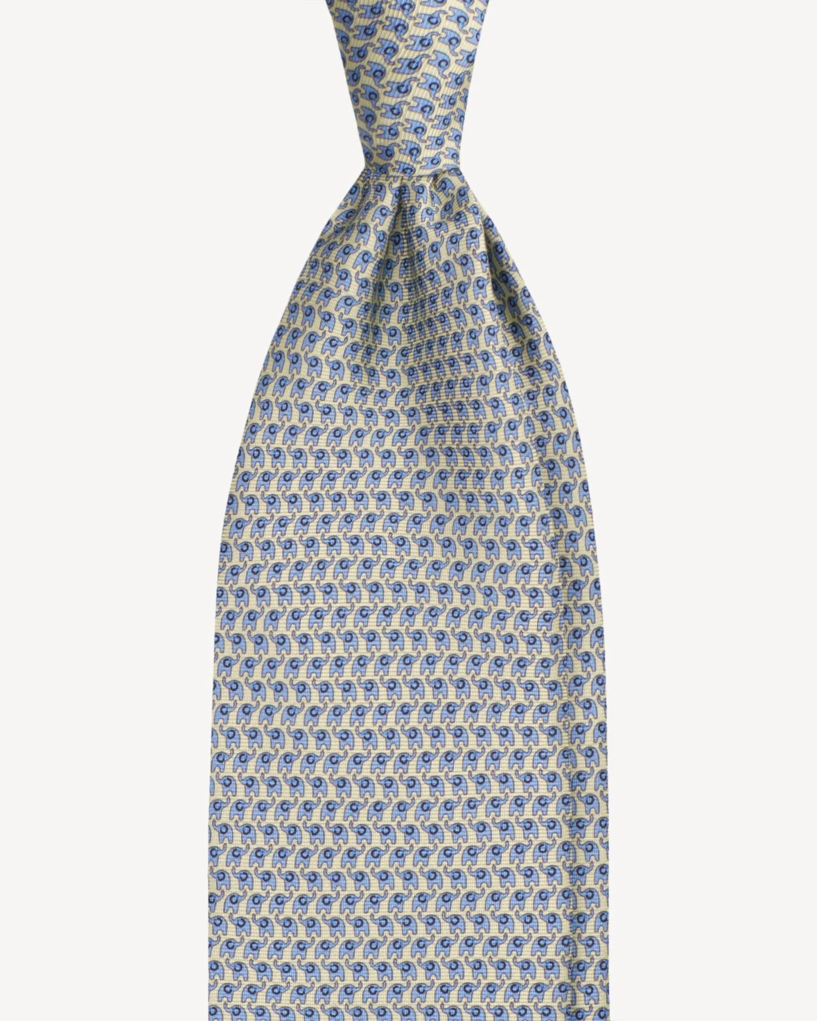 Viola Milano - Animal Printed Selftipped Silk Tie - Yellow Elephant Viola Milano