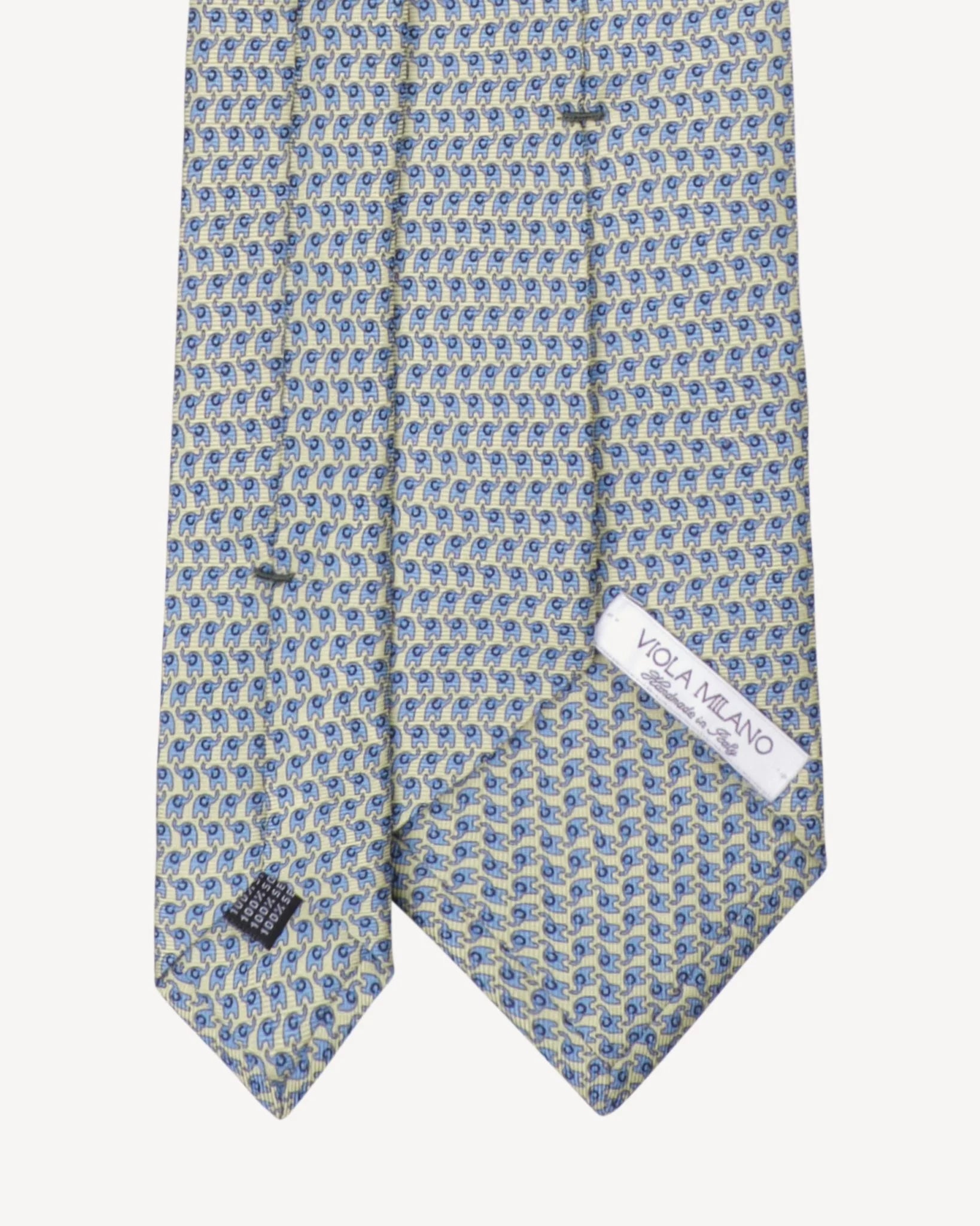 Viola Milano - Animal Printed Selftipped Silk Tie - Yellow Elephant Viola Milano