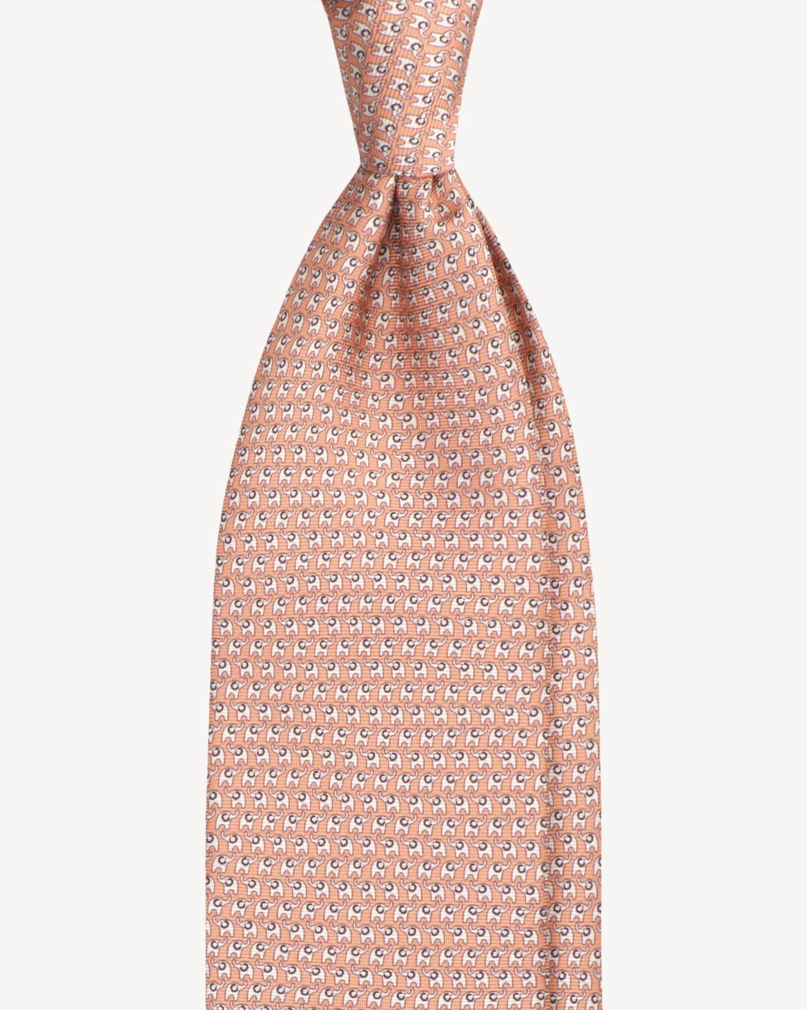 Viola Milano - Animal Printed Selftipped Silk Tie - Orange Elephant Viola Milano