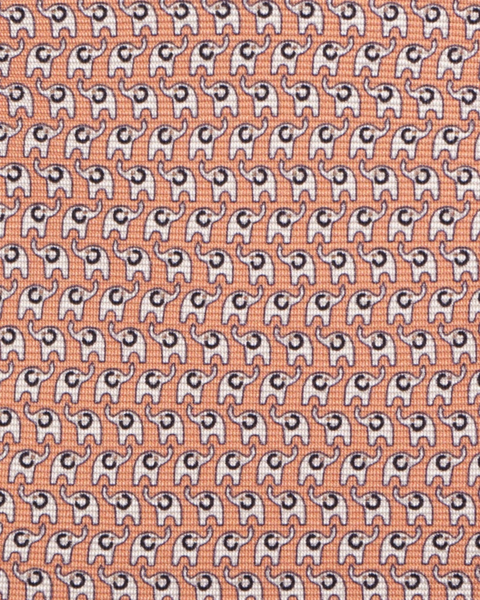 Viola Milano - Animal Printed Selftipped Silk Tie - Orange Elephant Viola Milano