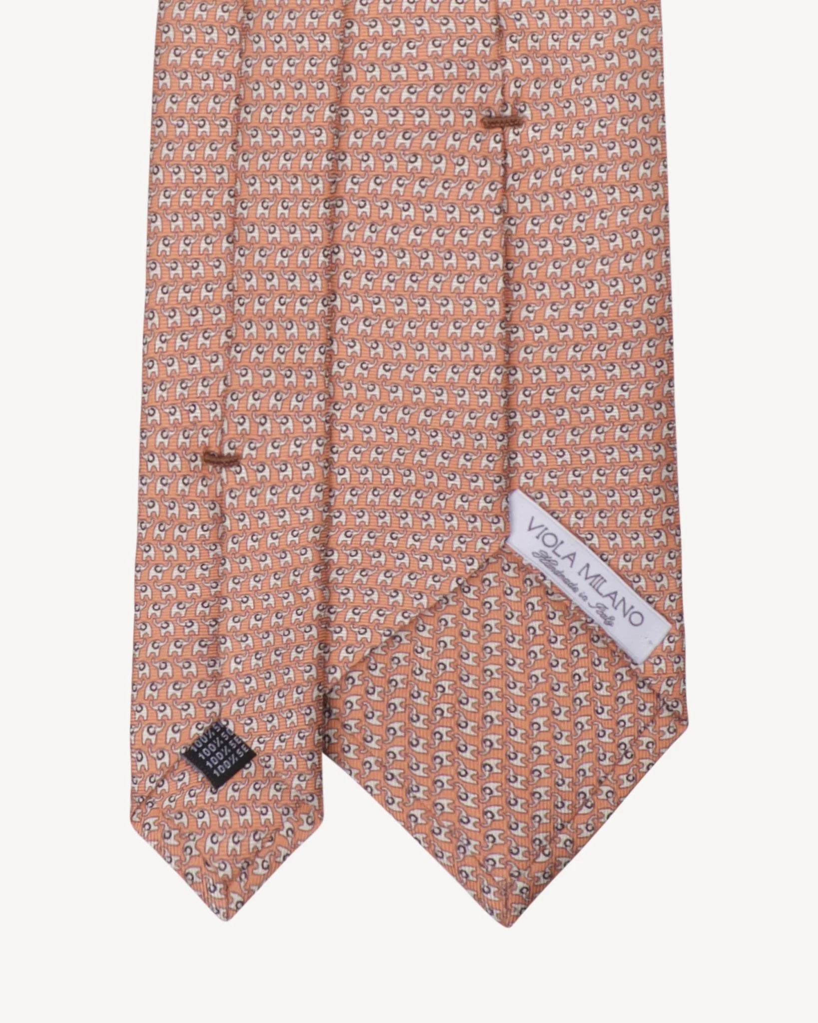 Viola Milano - Animal Printed Selftipped Silk Tie - Orange Elephant Viola Milano