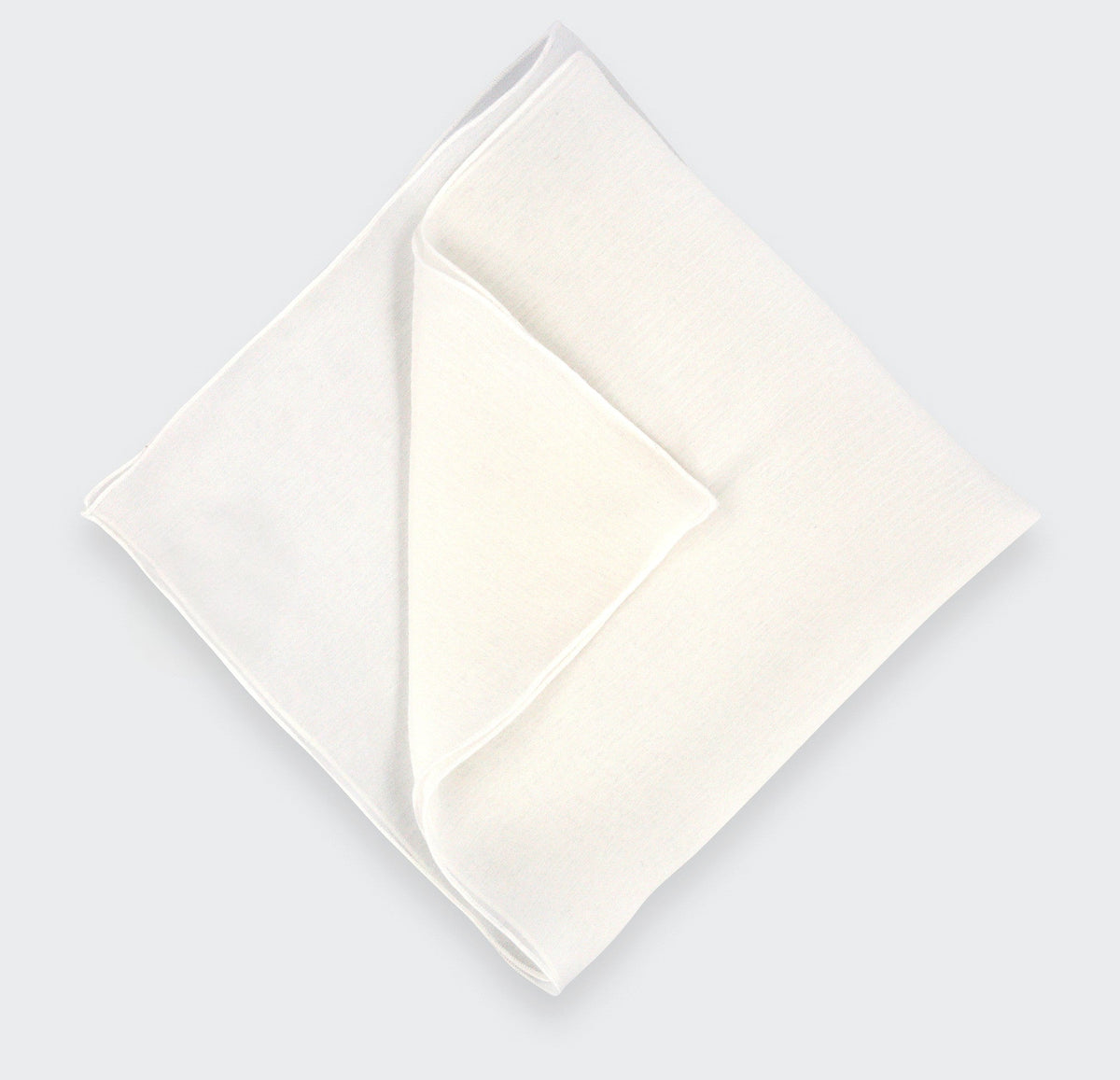 Cinabre - White with White Embroidery Silk Chiffon Pocket square Cinabre